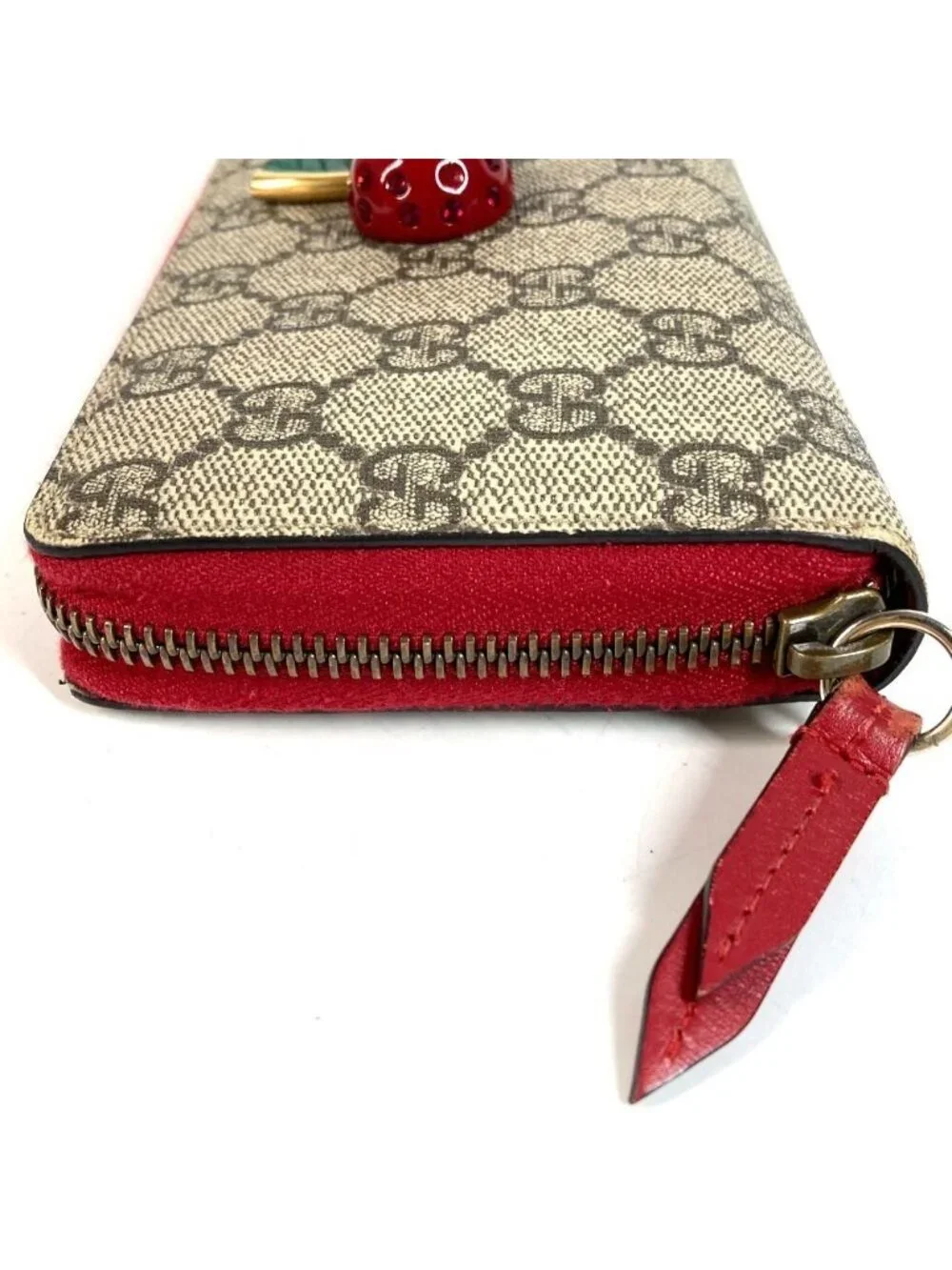 Gucci Wallet GG Logo Cherry Rhinestone Supreme Canvas - Picture 3 of 9